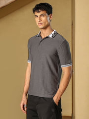 mens ash grey hive argyle knit polo t shirt
