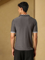 mens ash grey hive argyle knit polo t shirt