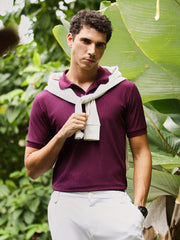 تيشيرت بولو محبوك بنمط جاكار متشابك