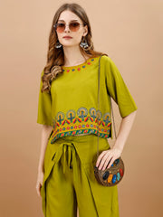 Embroidered Top With Palazzo Co-Ords