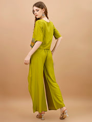 Embroidered Top With Palazzo Co-Ords