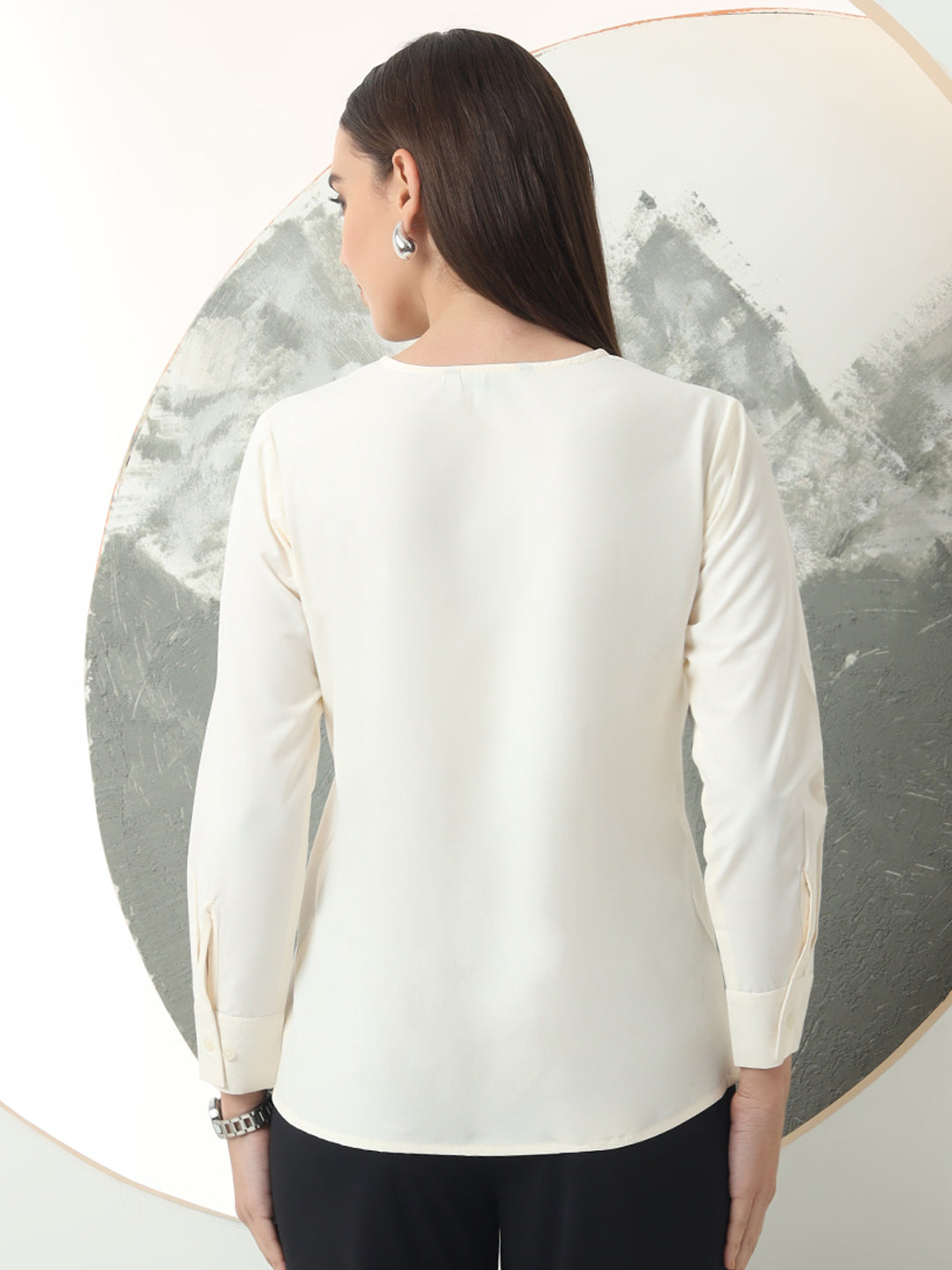 womens solid v neck regular fit casual top 1
