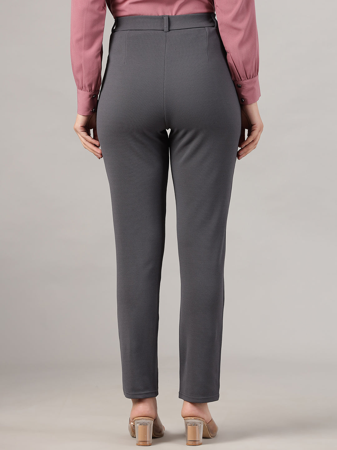 womens work straight high rise wrinkle free formal beige trousers