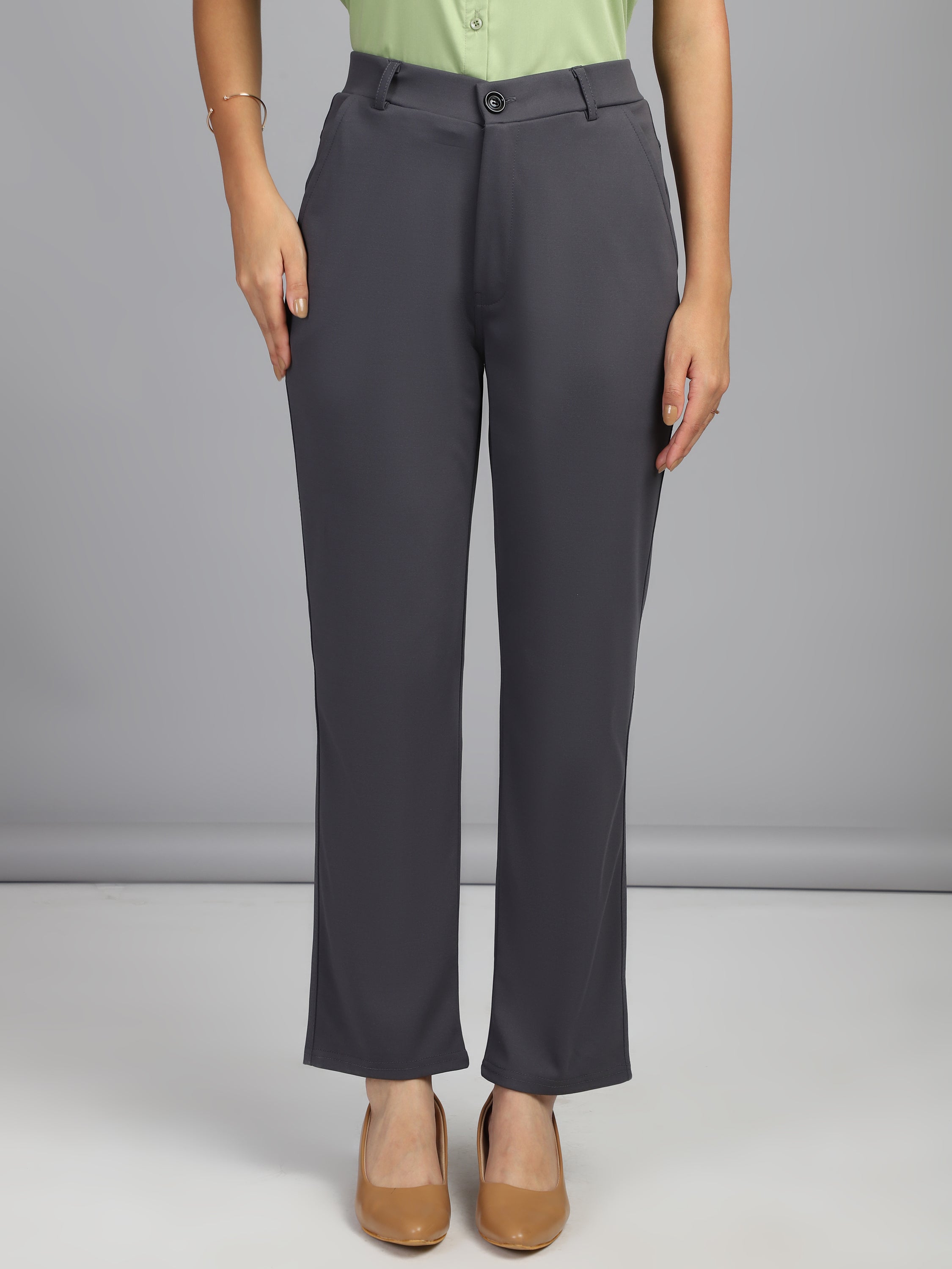 women sharp slim fit cotton formal trouser 2