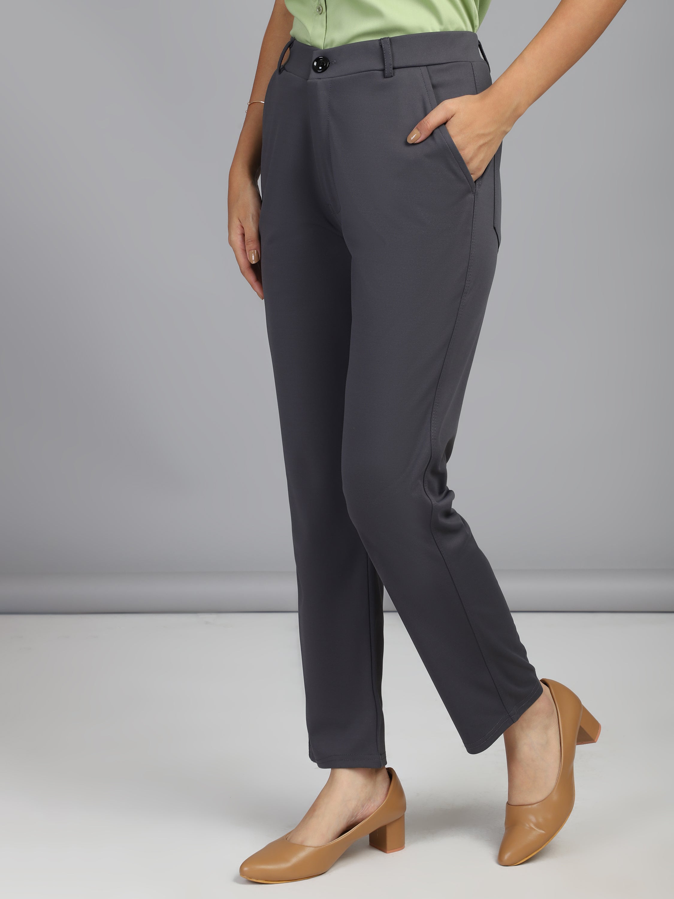 women sharp slim fit cotton formal trouser 2