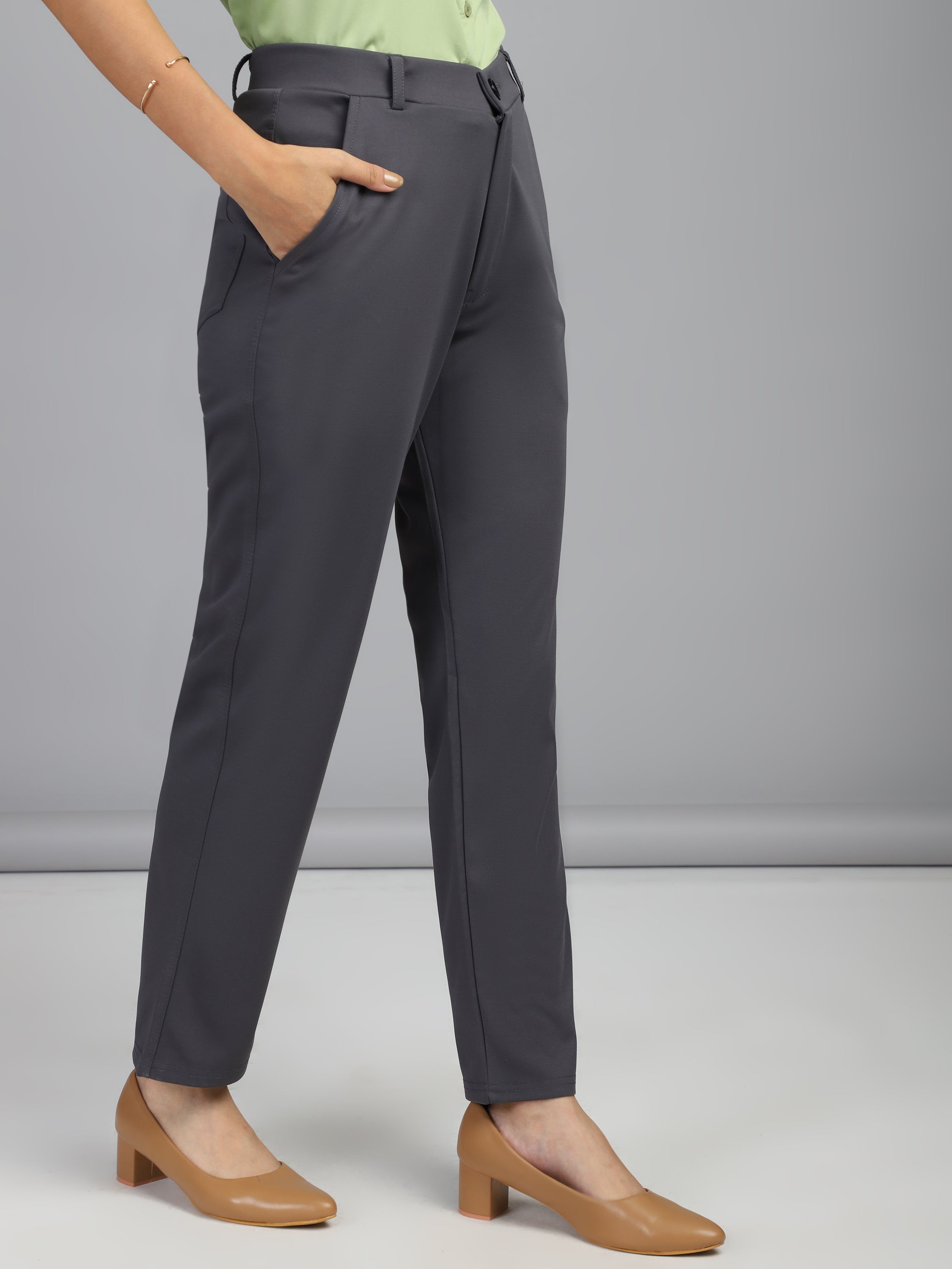 women sharp slim fit cotton formal trouser 2