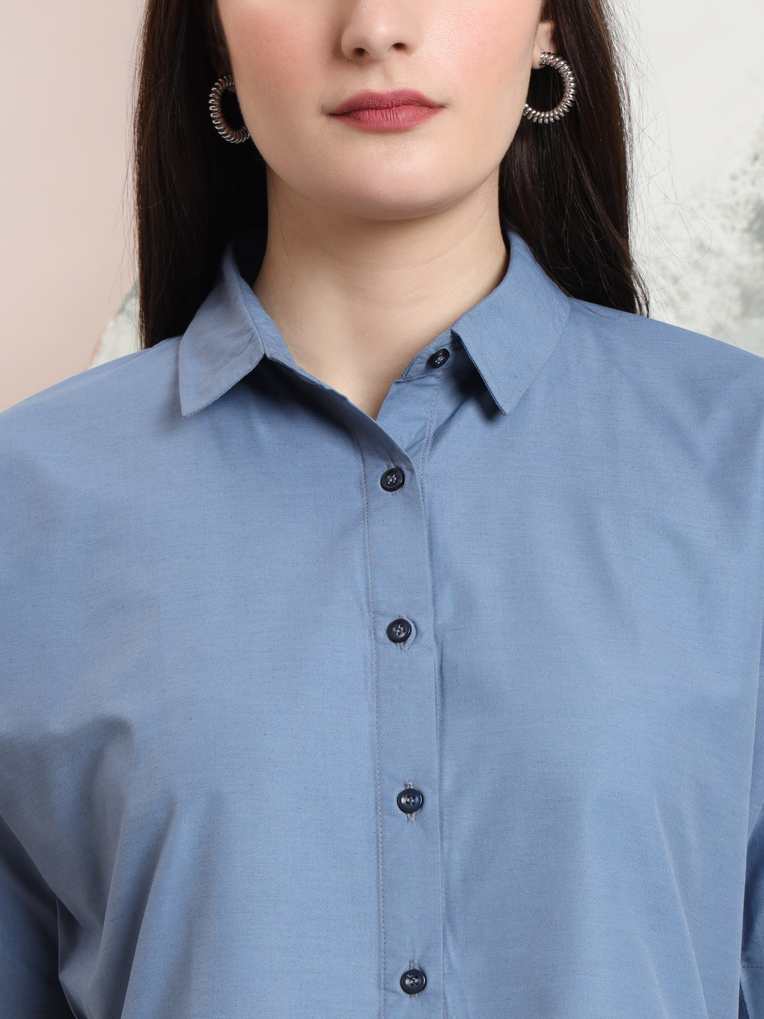 spread collar raglan sleeves regular fit casual crop shirt 3