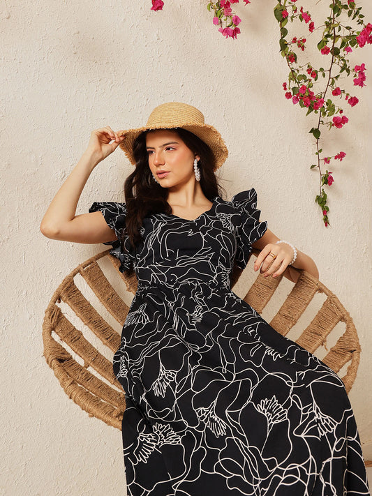 Frilled Sleeve Maxi