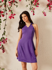 Purple Solid Maxi Dress