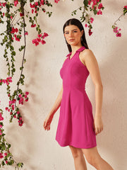 Fushcia Solid Maxi Dress