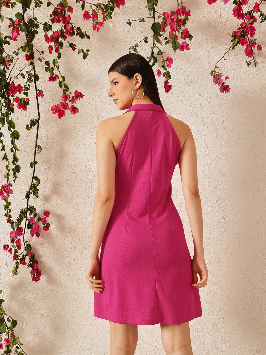 Fushcia Solid Maxi Dress
