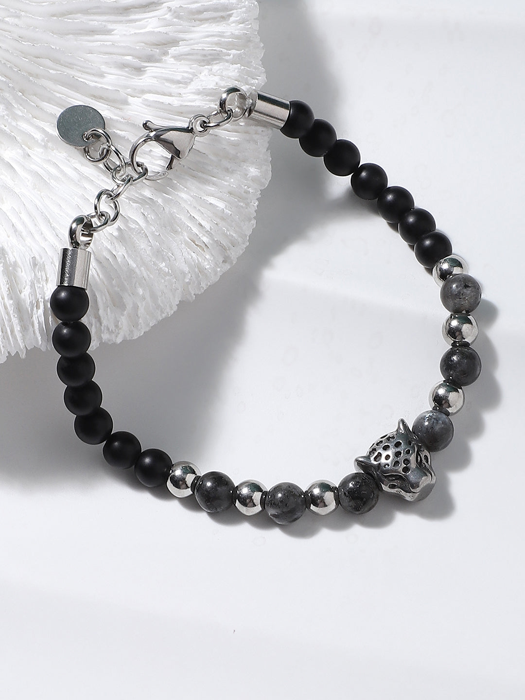 French Accent - The Pantha Beaded Bracelet - Onyx Black