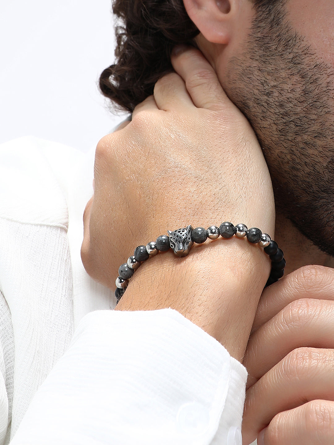 French Accent - The Pantha Beaded Bracelet - Onyx Black