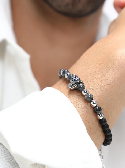 French Accent - The Pantha Beaded Bracelet - Onyx Black