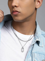 The Ribbed Multi-Layer Necklace - Metallic Silver