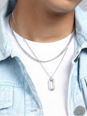 The Ribbed Multi-Layer Necklace - Metallic Silver