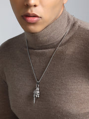 The Skelly Pendant Necklace - Metallic Silver