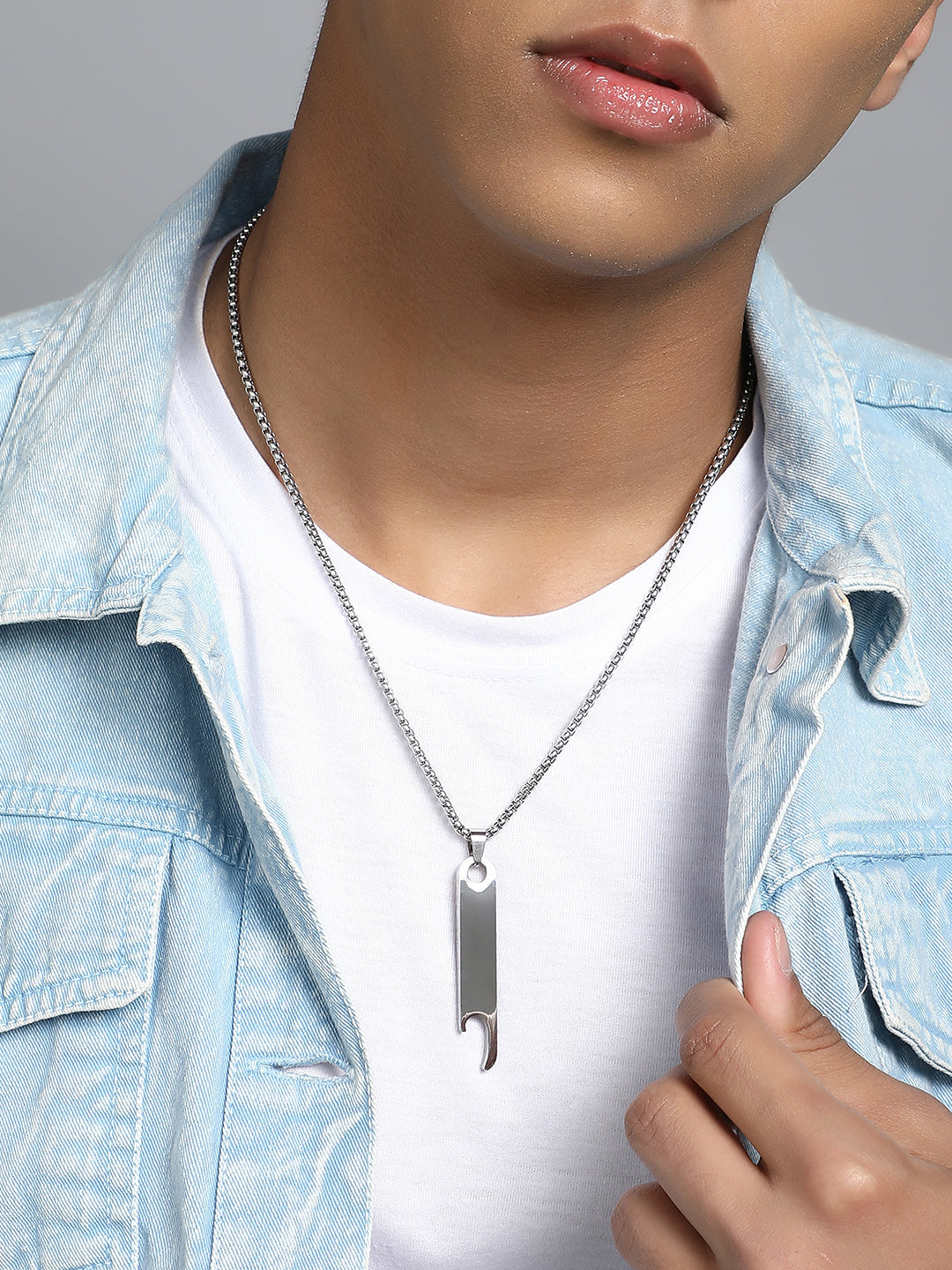 The Blade Pendant Necklace - Metallic Silver