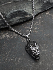 The Wolf Pendant Necklace - Metallic Silver