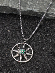 The Compass Pendant Necklace - Metallic Silver
