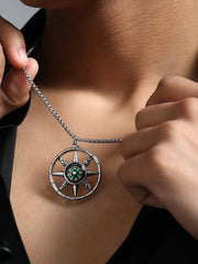The Compass Pendant Necklace - Metallic Silver