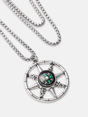 The Compass Pendant Necklace - Metallic Silver