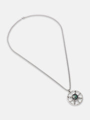 The Compass Pendant Necklace - Metallic Silver