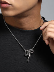 The Serpent Pendant Necklace - Metallic Silver