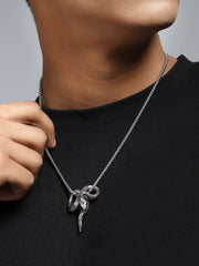 The Serpent Pendant Necklace - Metallic Silver