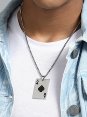 The Ace Pendant Necklace - Metallic Silver