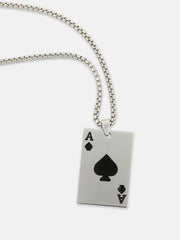 The Ace Pendant Necklace - Metallic Silver
