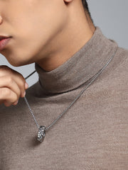 The Tire Pendant Necklace - Metallic Silver