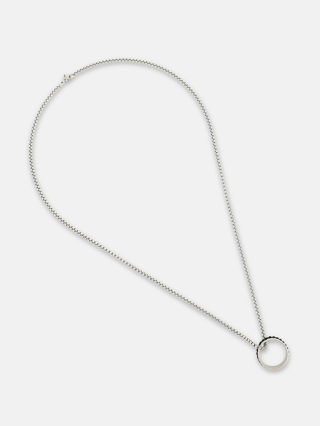 French Accent - The Link - Halo Pendant Necklace - Metallic Silver