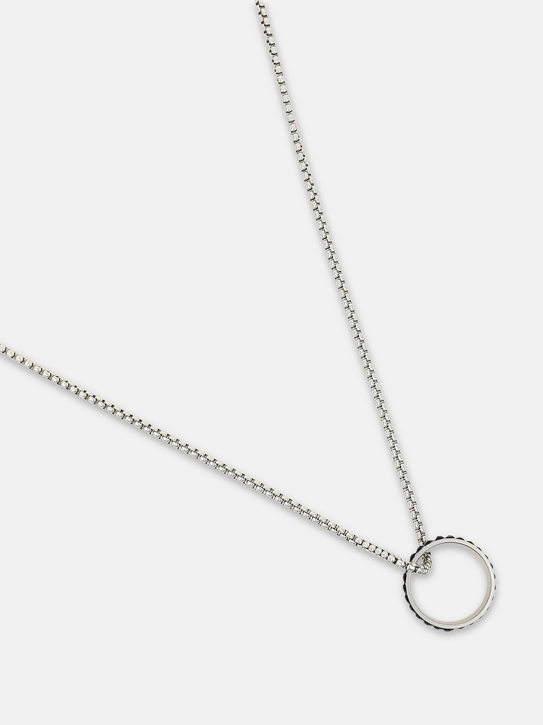 French Accent - The Link - Halo Pendant Necklace - Metallic Silver
