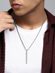 The Rod Pendant Necklace - Metallic Silver