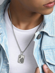 The A-Heart Pendant Necklace - Metallic Silver