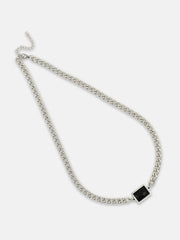 The Block Pendant Necklace - Metallic Silver
