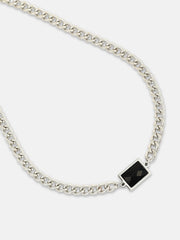 The Block Pendant Necklace - Metallic Silver