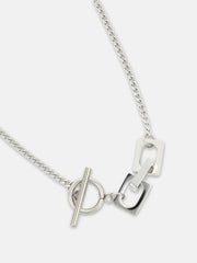 The Zig-Saw Pendant Necklace - Metallic Silver
