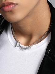 The Zig-Saw Pendant Necklace - Metallic Silver