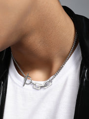 The Zig-Saw Pendant Necklace - Metallic Silver