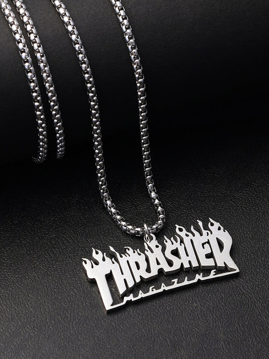 The Trasher Pendant Necklace - Metallic Silver