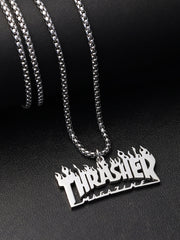 The Trasher Pendant Necklace - Metallic Silver