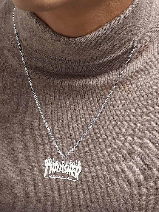 The Trasher Pendant Necklace - Metallic Silver