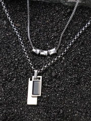 The Slab Pendant Necklace - Metallic Silver