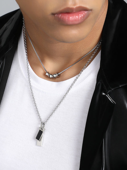 The Slab Pendant Necklace - Metallic Silver