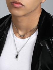 The Slab Pendant Necklace - Metallic Silver