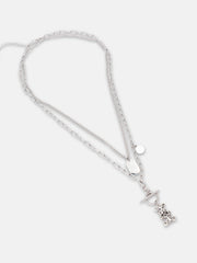 The Dollar Teddy Pendant Necklace - Metallic Silver