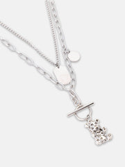The Dollar Teddy Pendant Necklace - Metallic Silver