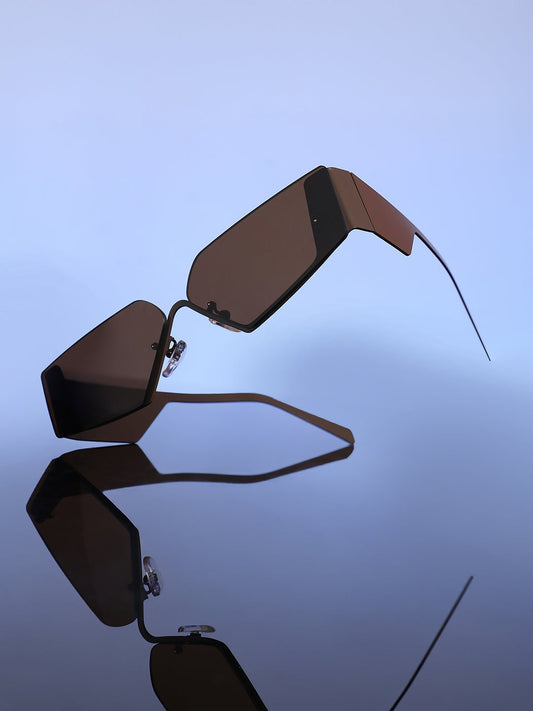 The Electra Shield Sunglass Taupe Brown
